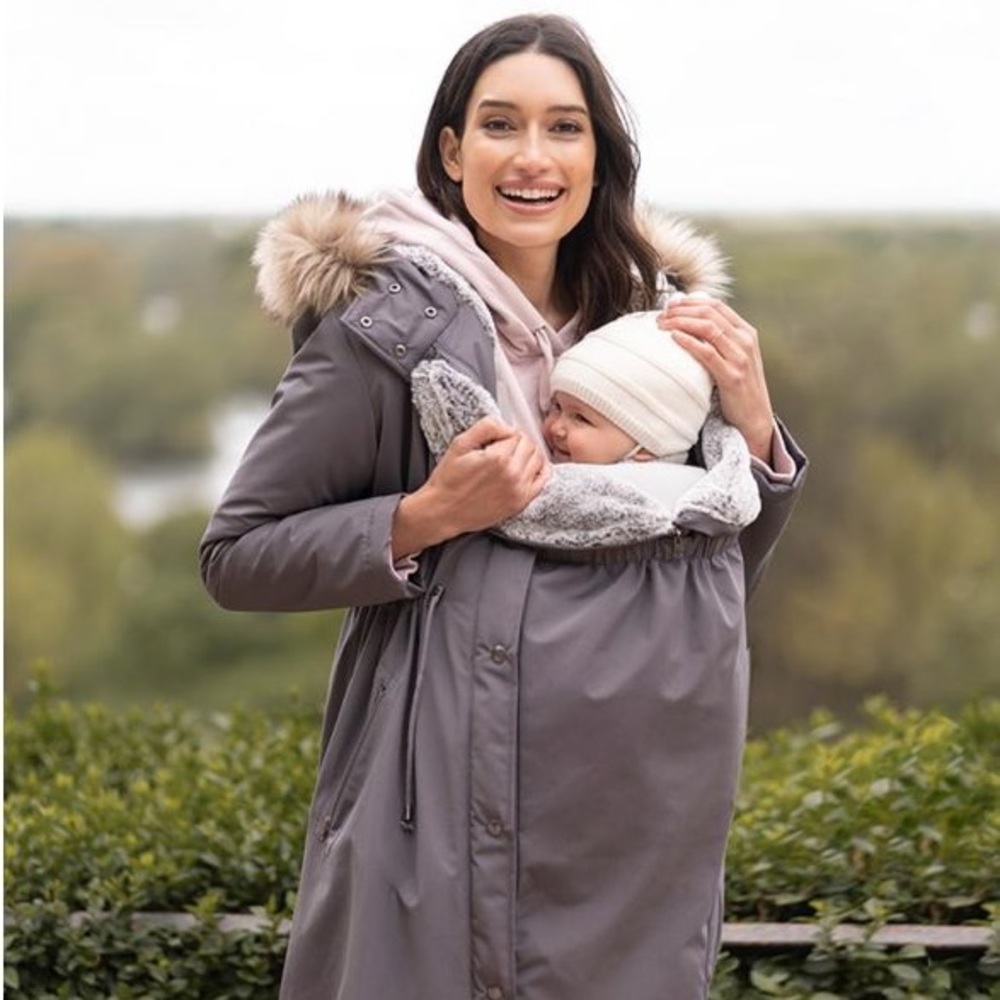 Seraphine Maternity Coat with Zip in for baby carrying